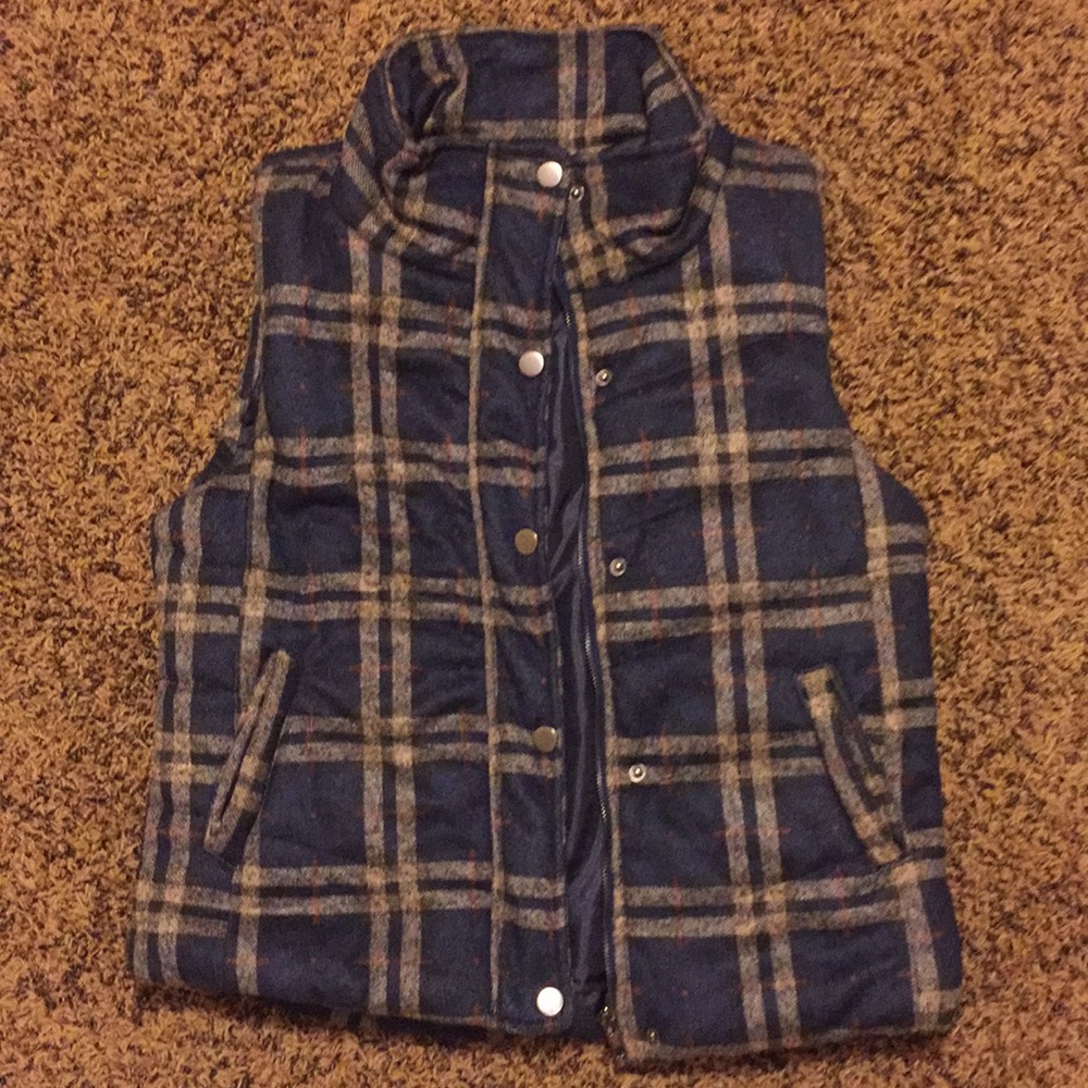 Soft plaid puffy vest